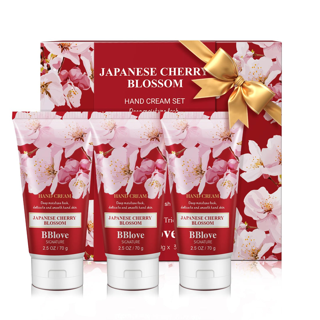 Hand Cream Moisturizing Gift Set-3PCS x 2.5oz Japanese Cherry Blossom, Natural Ingredients, Long-Lasting Moisture,Thoughtful Presents, Ideal as Gifts for Birthday Mother's Day Gift