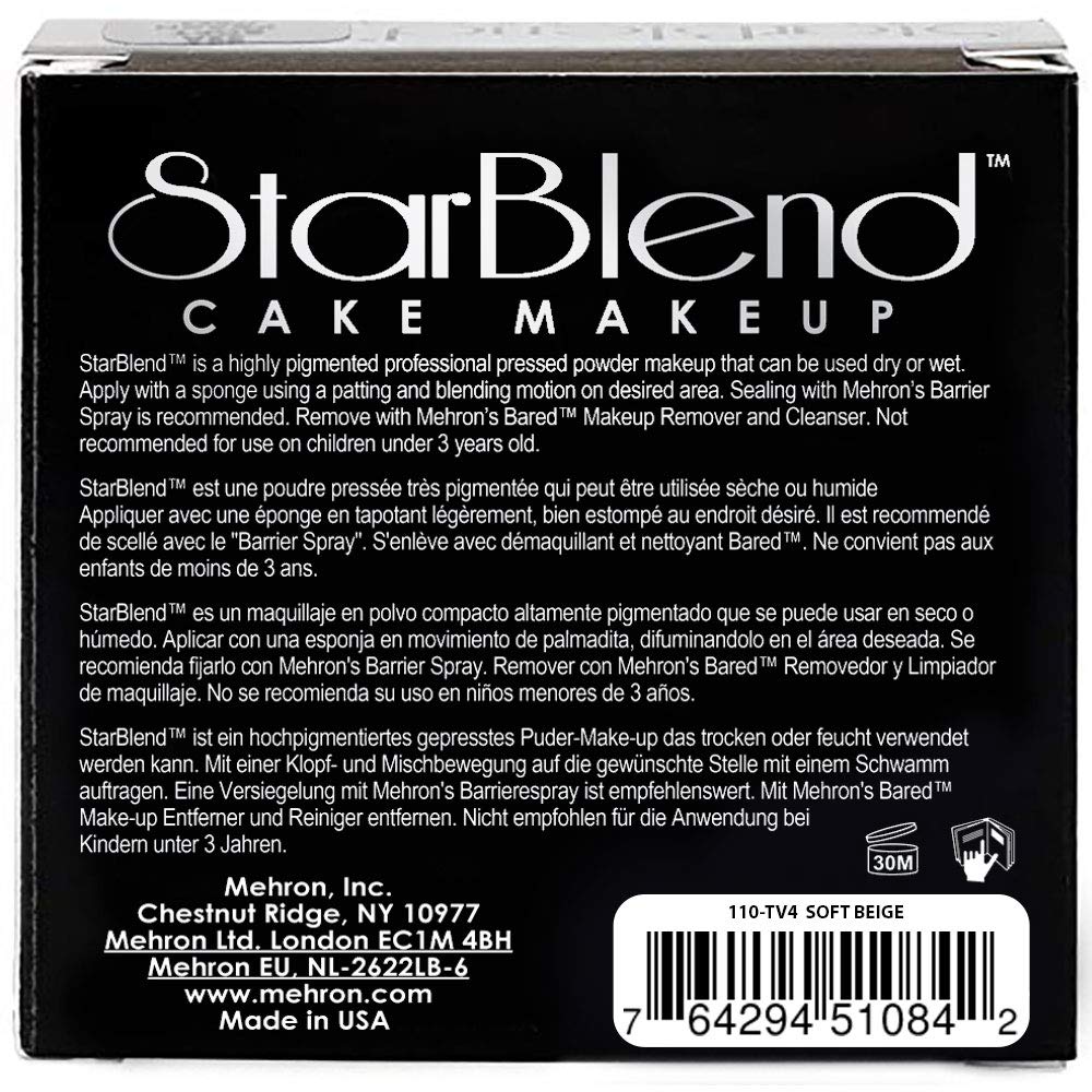 Mehron Makeup StarBlend Cake Makeup SOFT BEIGE - 2oz