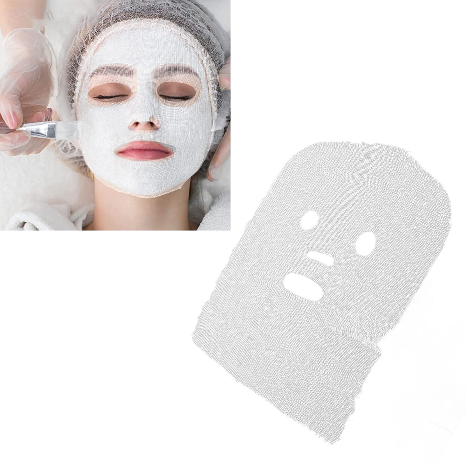 Face Gauze for High Frequency, Sheet Mask Cover 100 Sheets Disposable Facial Cotton Beauty Gauze Pre Cut Breathable Highly Absorbent Gauze Facial Mask
