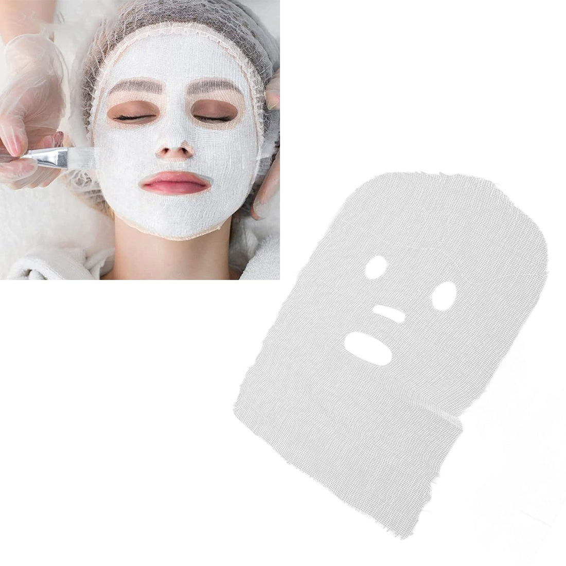 Face Gauze for High Frequency, Sheet Mask Cover 100 Sheets Disposable Facial Cotton Beauty Gauze Pre Cut Breathable Highly Absorbent Gauze Facial Mask