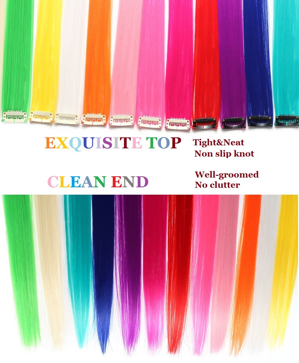 Liasun LiaSun 10Pcs/set Multi-Colors Straight Highlight Clip in Hair Extensions 20 Inch Colored Party Hair Pieces (Sky blue)