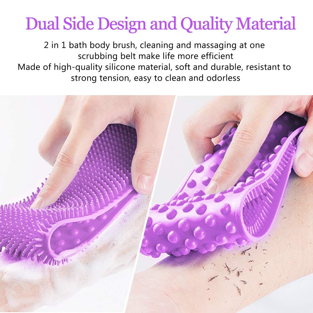 Back Scrubber for Shower,30inches and 35Ã‚½ inches Two Size for Choosing Inmorven Bath Body Brush Silicone Back Brush Extra Long Exfoliating Body Scrubber With Handle for Men and Women.(Purple)