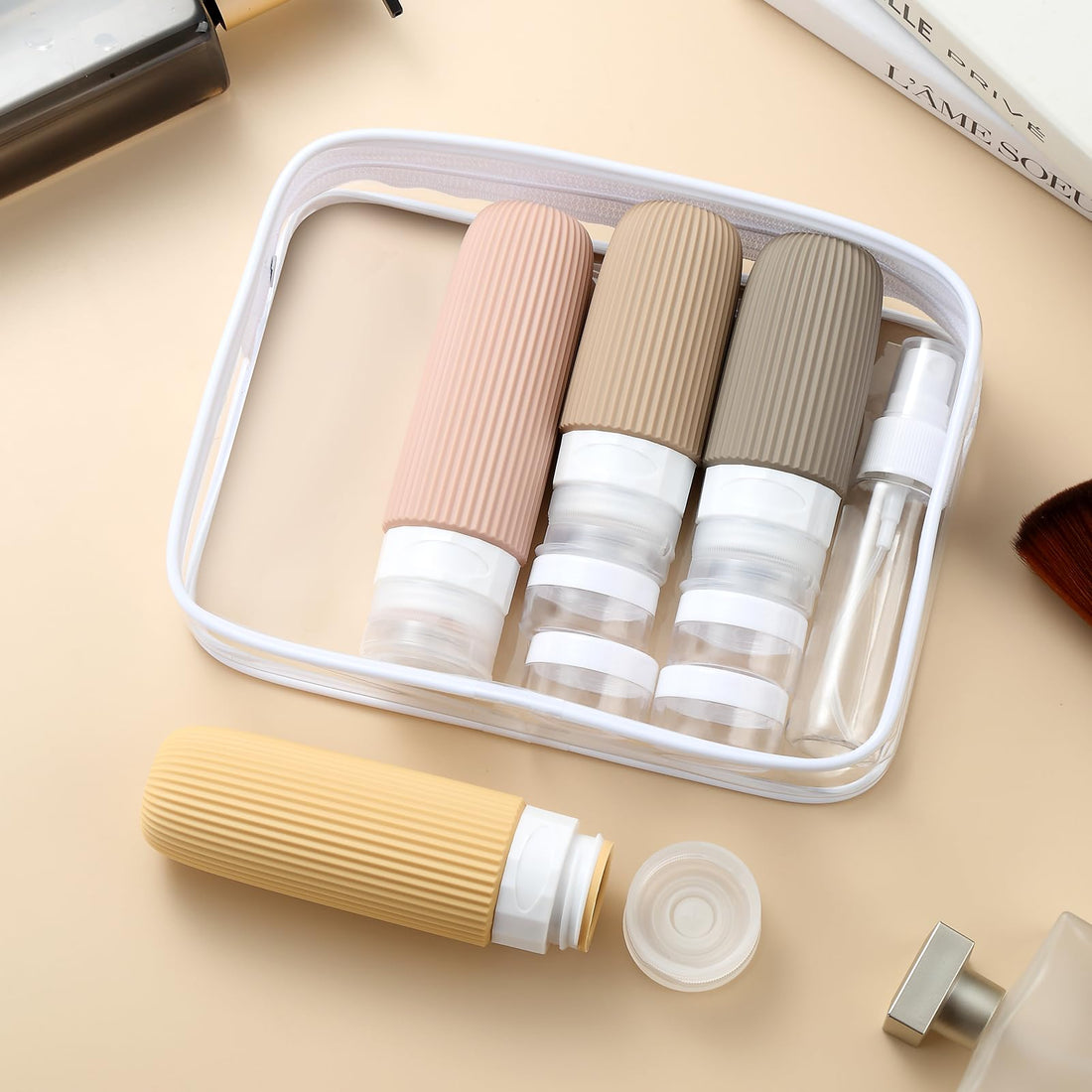 Mrsdry 16 Pack Travel Bottles Set, TSA Approved Leak Proof Silicone Squeezable Containers for Toiletries, Refillable Travel Accessories for Conditioner, Shampoo, Lotion & Body Wash Accessories