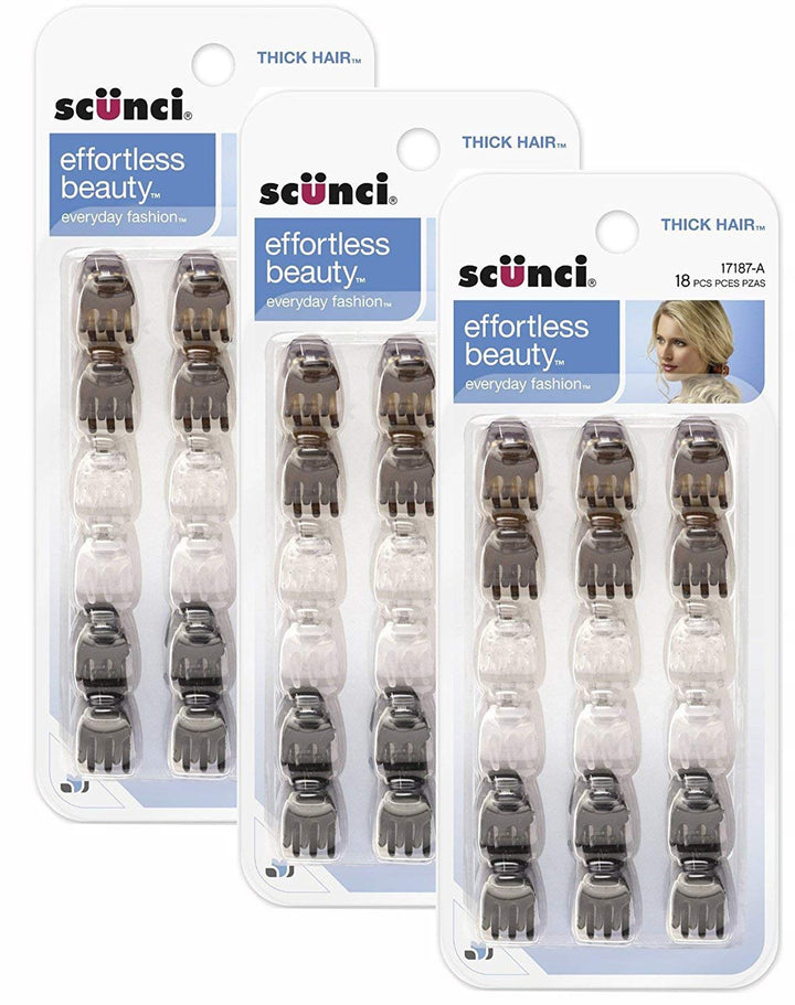 Scunci 1718703a048 Mini Thick Hair Jaw Clips 18 Count by Scunci