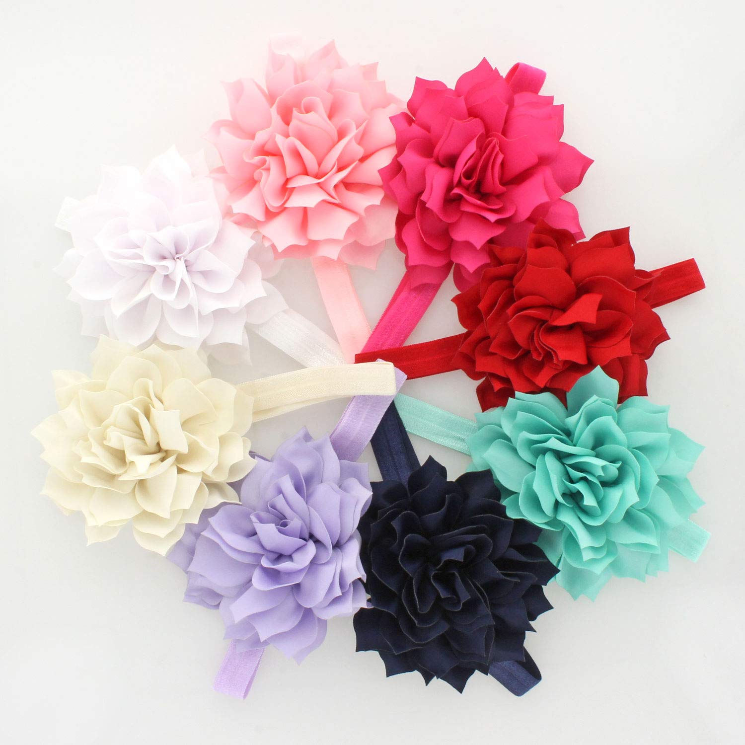 My Lello Baby Petal Flower Headbands Mixed Colors 8-Pack Lot Classic Variety