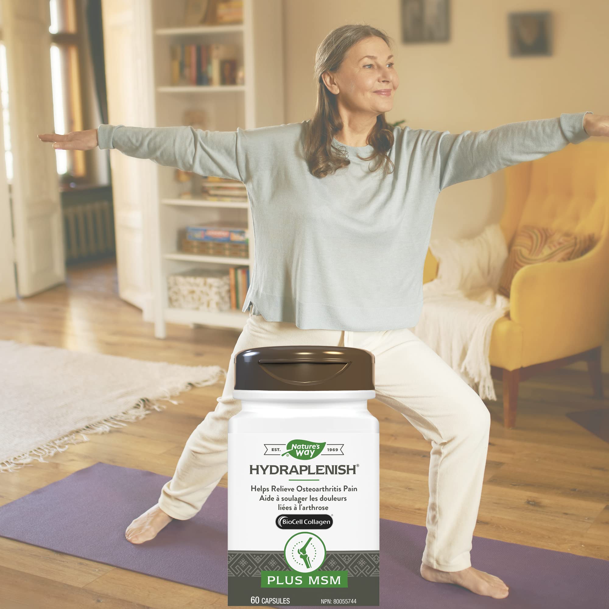 Nature’s Way Hydraplenish, with Unique BioCell Collagen, Hyaluronic Acid, OptiMSM, Supports Healthy Hair, Skin and Nails*, 60 Capsules (Packaging May Vary)