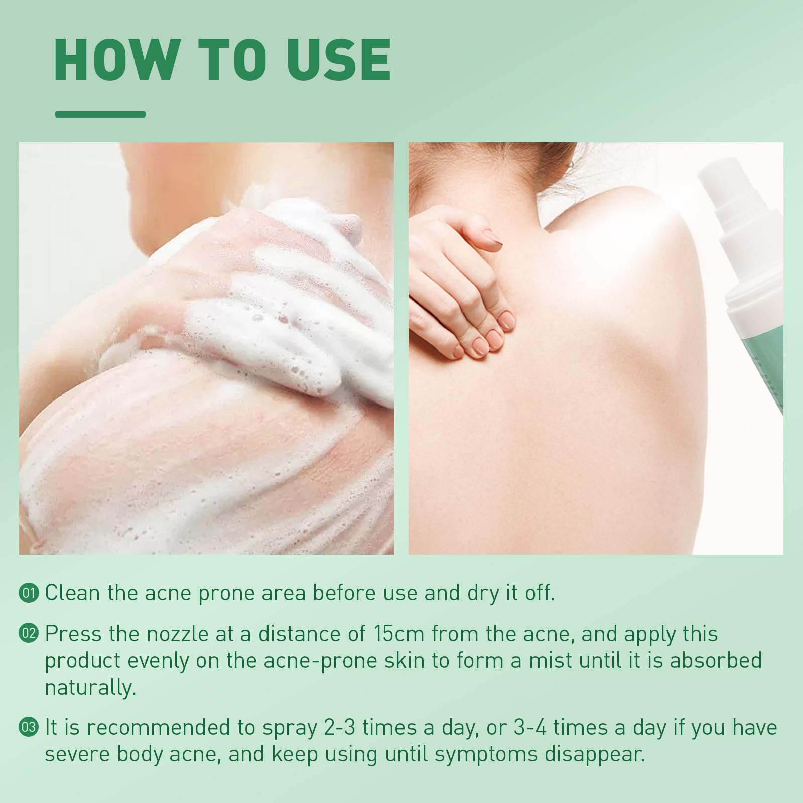 Back Acne Treatment With Herbal Formula, 2% Salicylic Acid & Tea Tree Oil - Body Spray Solution for Acne, 120ml (2PCS)