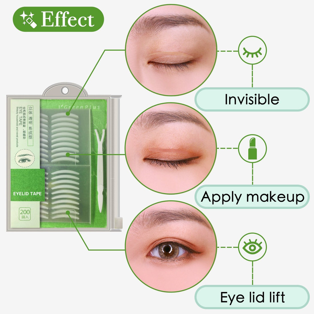 400Pcs Natural invisible Single Side Eyelid Tape Stickers Medical-use Fiber Eyelid Lift Strip, Instant Eye Lift Without Surgery, Perfect for Uneven Mono-Eyelids, Slim