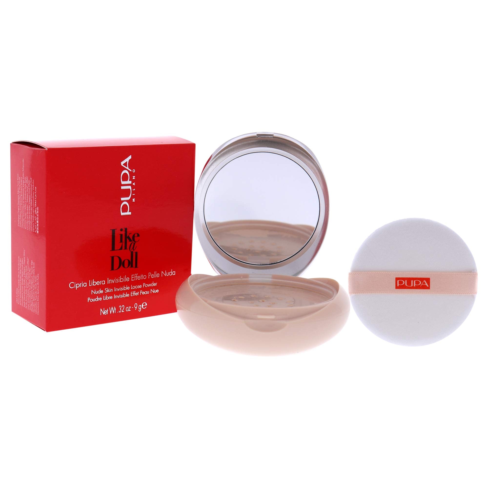 PUPA Milano Like A Doll Invisible Loose Powder - For a Radiant and Natural Look - Smooths Skin and Minimizes Blemishes - Perfectly Blends with Skin - 001 Light Beige - 0.32 Oz (I0111820)