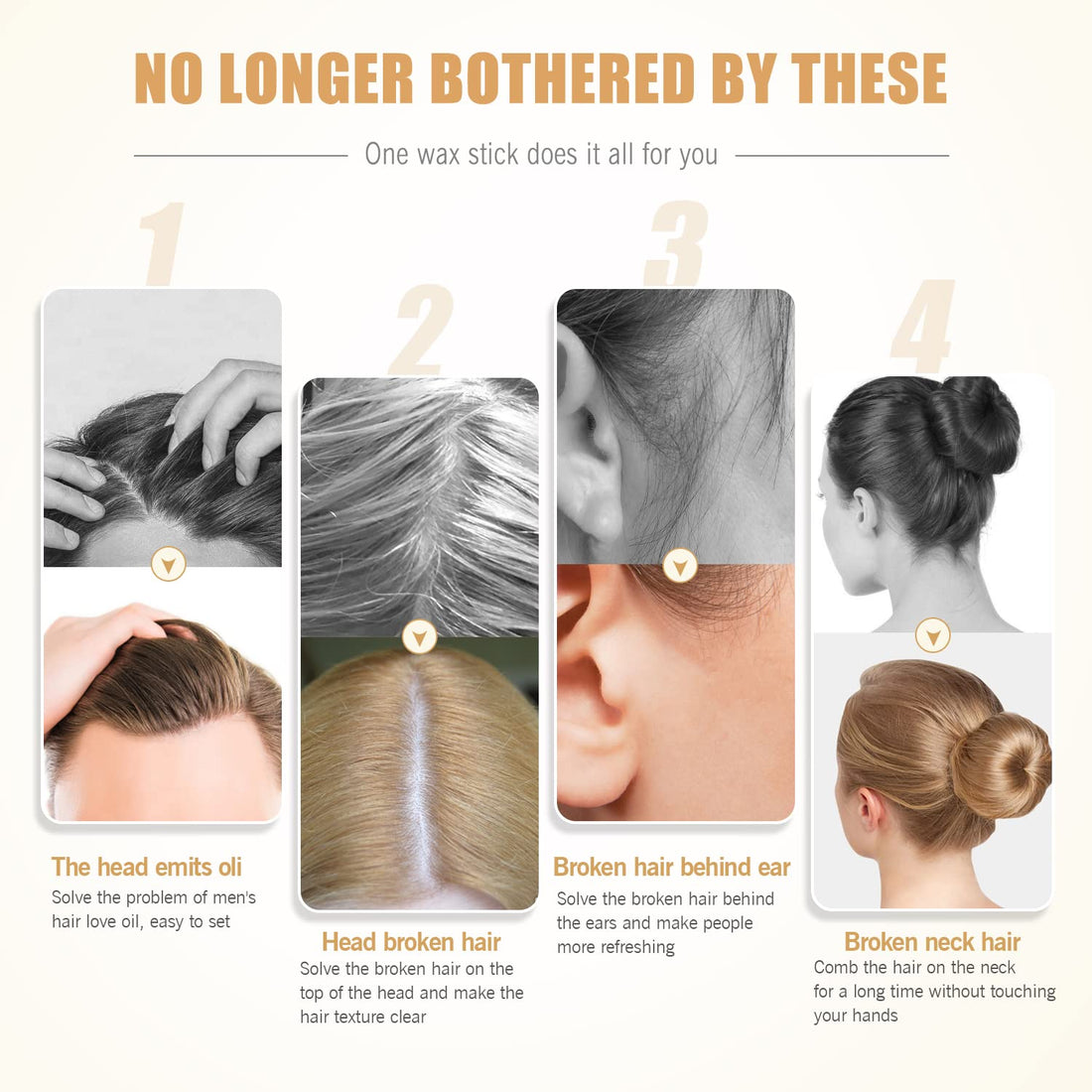 Hair Wax Stick, 2 PCS - Slick Stick for Hair Non-greasy Styling Hair Pomade Stick for Flyaways Edge Frizz Hair, 2.7 Oz