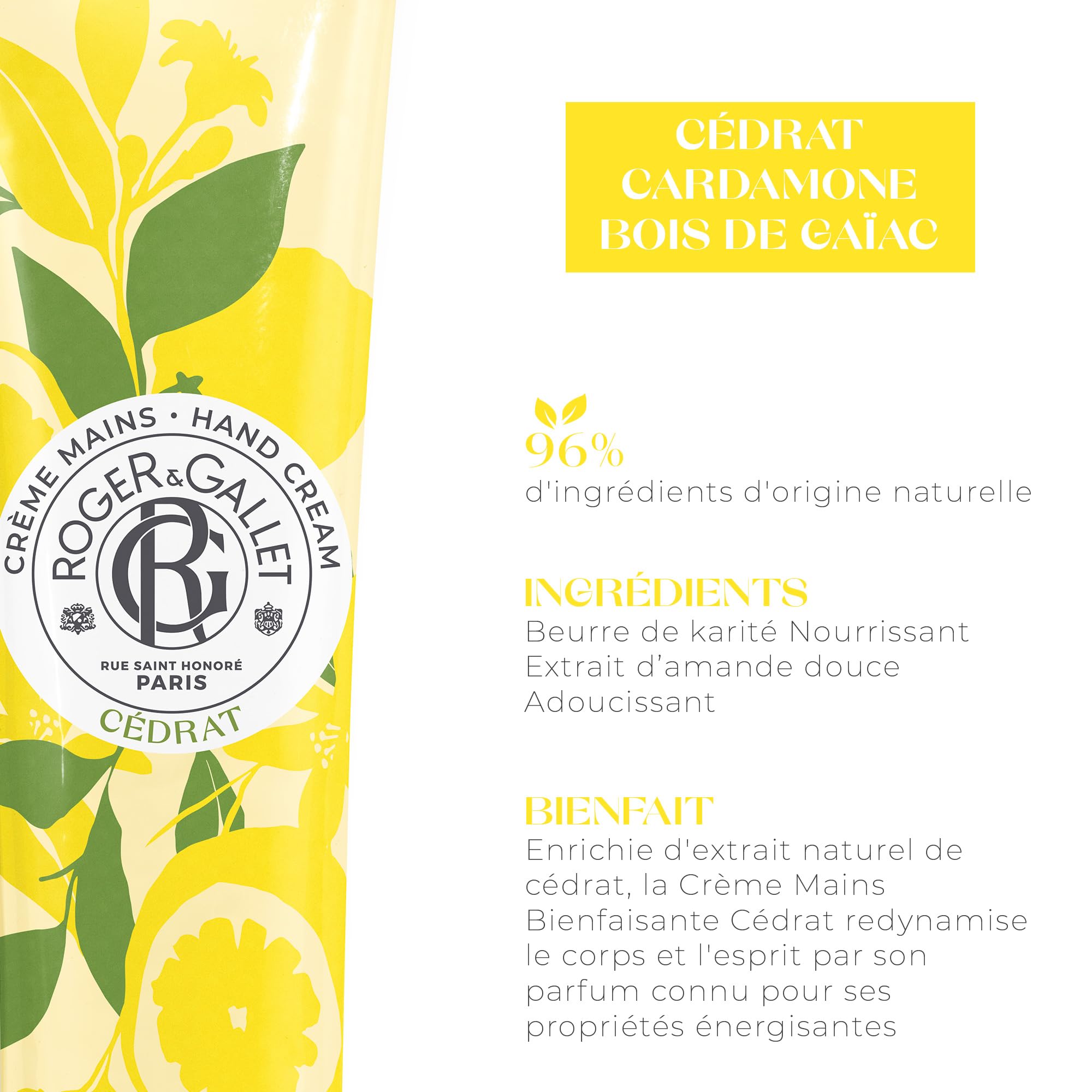 ROGER & GALLET | Hand and Nail Cream | Nourishing Hand Cream & Hand Moisturizer | Hand Lotion Hand Care (Citron | 1 oz)