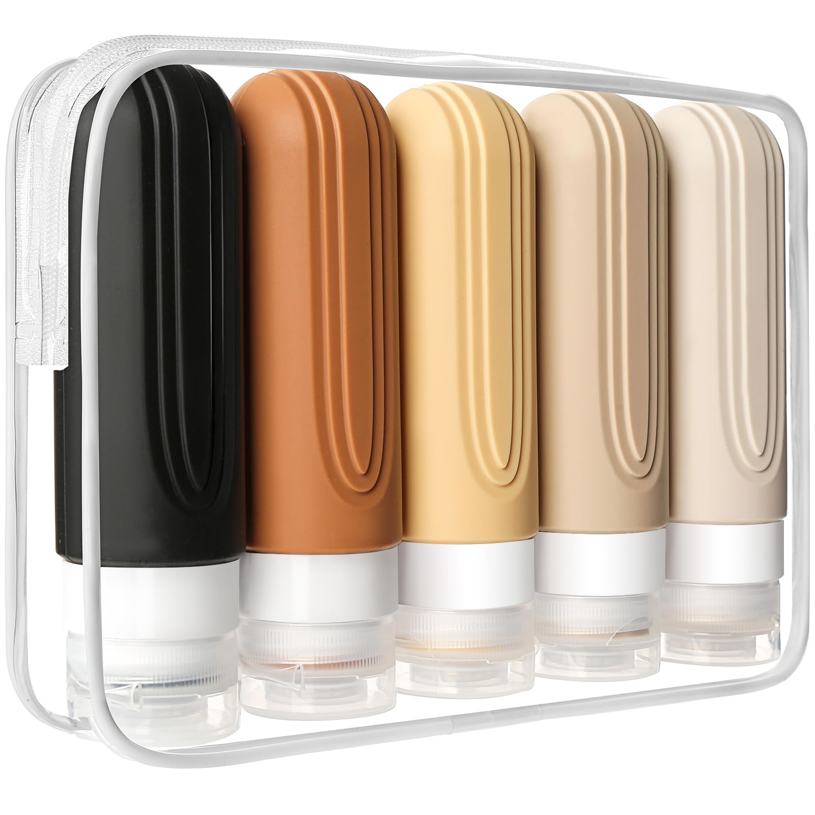 CHEODIN Travel Bottles for Toiletries, 5 Pack TSA Approved Travel Size Containers, 3oz Leak Proof Refillable Travel Accessories for Shampoo Conditioner, BPA Free Travel Bottles with Toiletry Bag