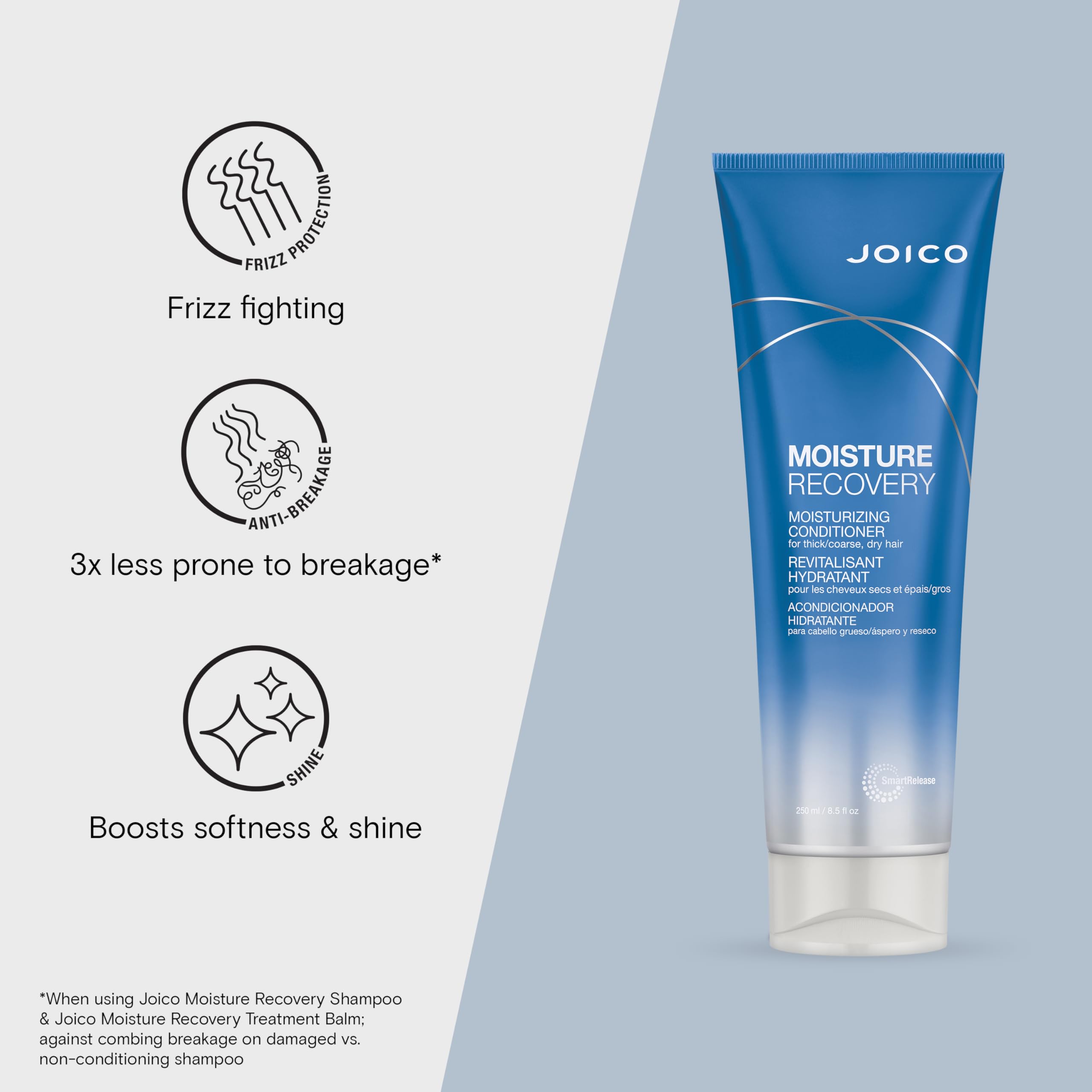 Joico Moisture Recovery Moisturizing Conditioner | For Thick, Coarse, Dry Hair | Restore Moisture, Smoothness, Strength, & Elasticity | Reduce Breakage | With Jojoba Oil & Shea Butter | 8.5 Fl Oz