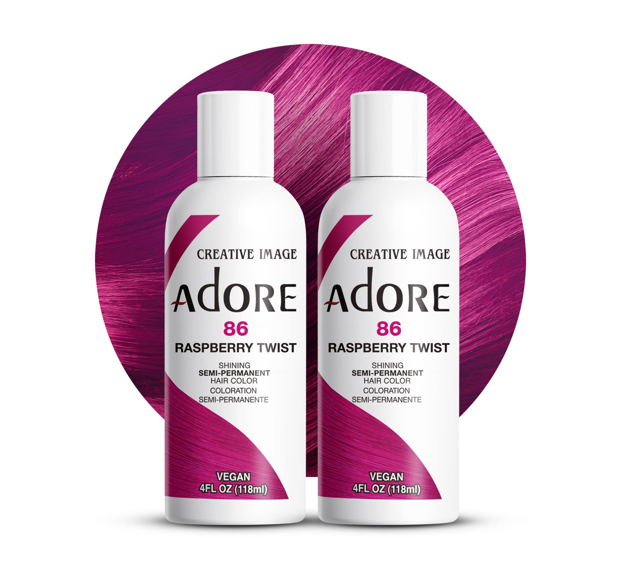 Adore Semi-Permanent Haircolor #086 Raspberry Twist 4 Ounce (118ml) (2 Pack)