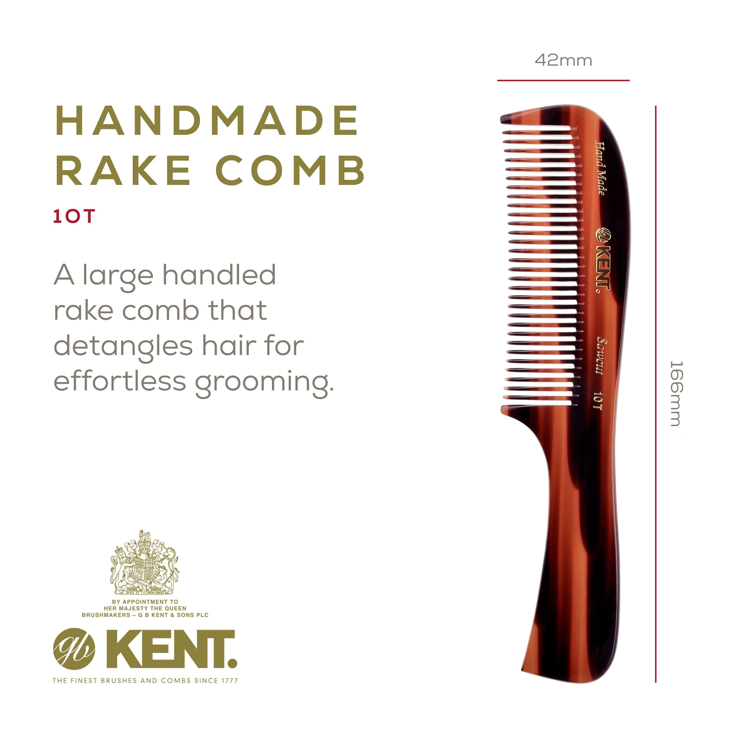 Kent 10T Large Wide Tooth Comb - Rake Comb Hair Detangler / Wide Tooth Comb for Curly Hair - Beard Combs/Hair Comb Hair Care Detangling Comb - Hair Comb for Men Hair Supplies - Natural Hair Comb Set