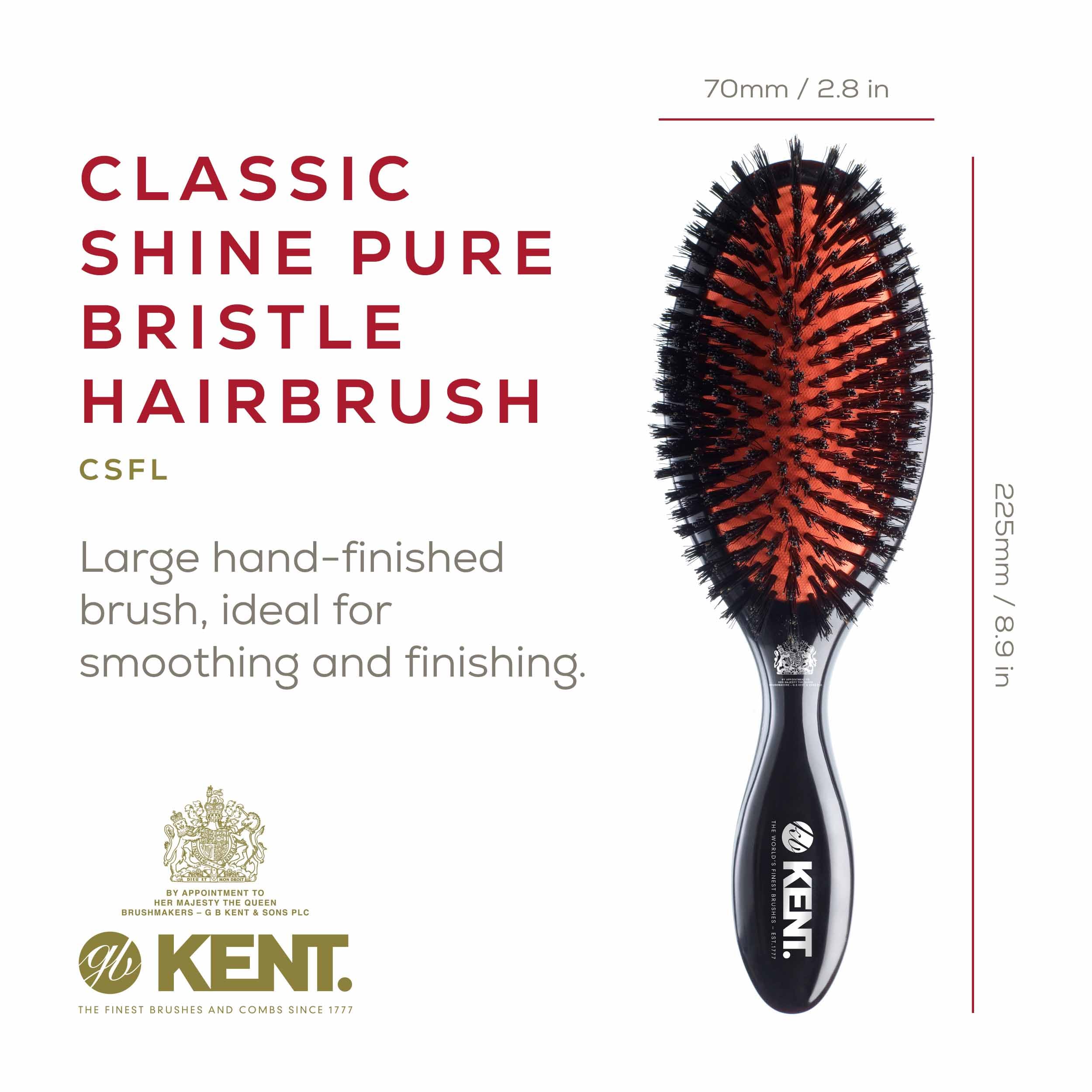 Kent Midnight Ruby Finish Pure Brislte Handbag Brush, Black