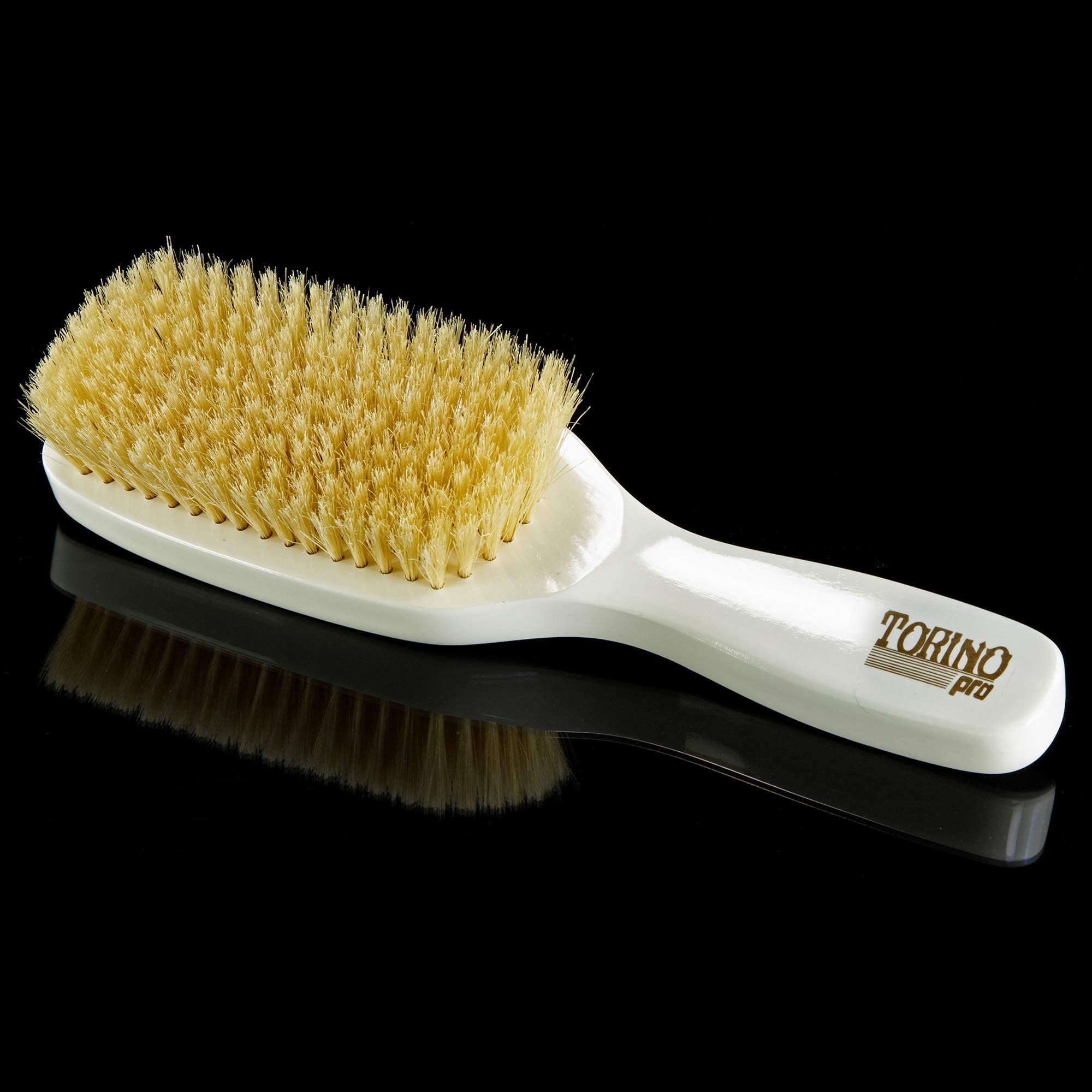 Torino Pro Wave Brush #500 By Brush King - 9 Row, Soft Wave Brush with Long Bristles - Made with 100% Boar Bristles - Great for Polishing/Laying Down Frizz & Finisher - 360 Waves Brush