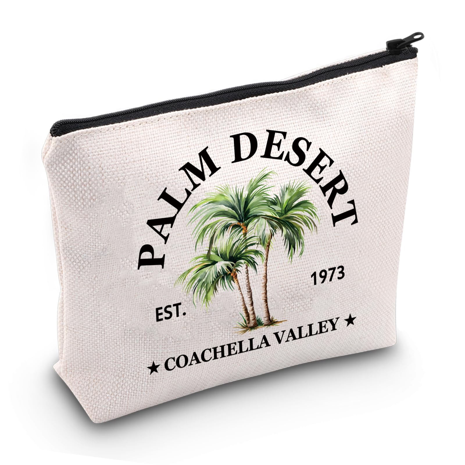 JXGZSO Palm Springs Cosmetic Bag Palm Desert Coachella Valley Est 1973 Makeup Bag California Palms Pouch Bag Palm Tree Lovers Gift (Palm Desert Bag)