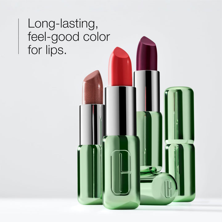 Clinique Pop Longwear Lipstick | Long Lasting, Satin, Matte + Shine, Bare Pop, 1 Count