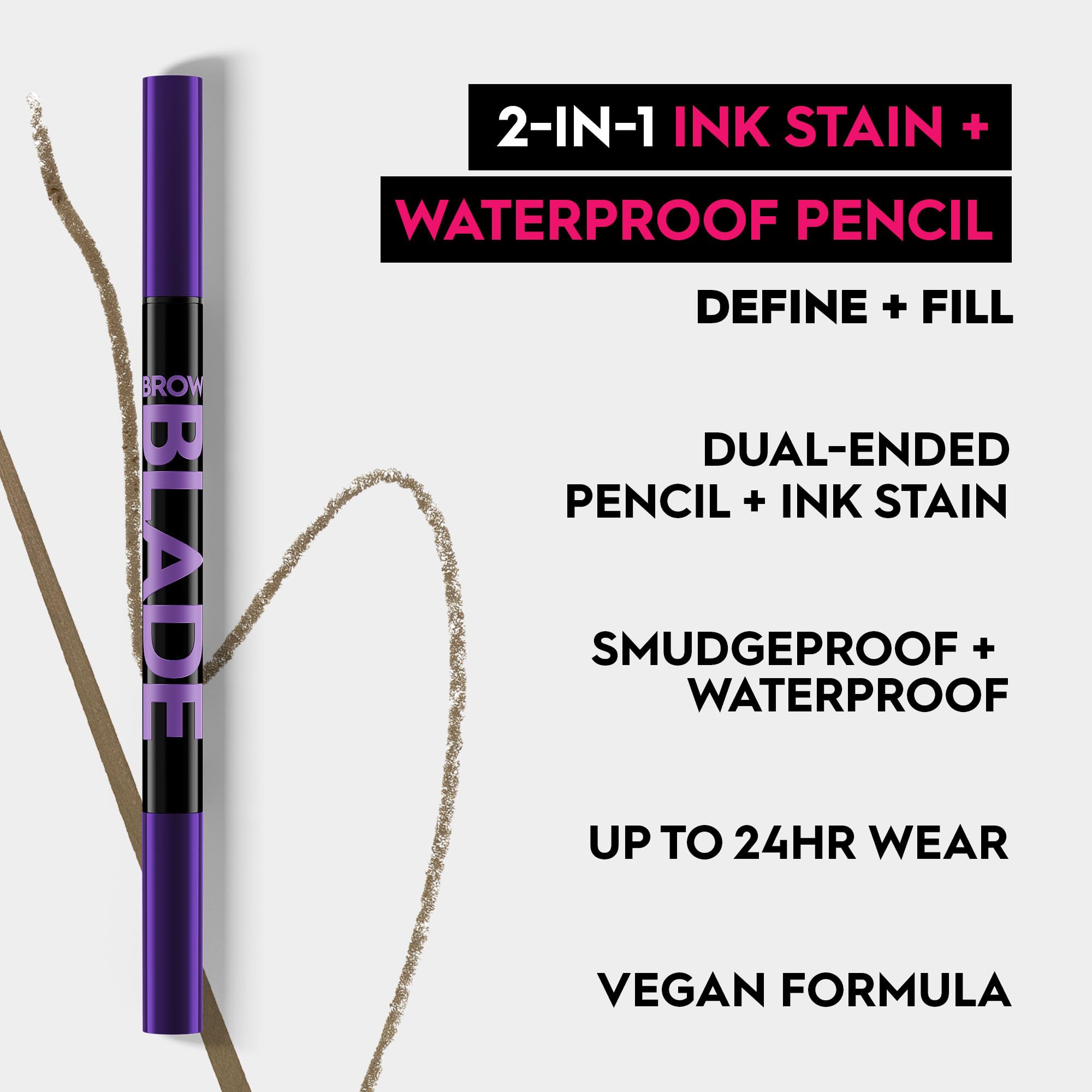 Urban Decay Brow Blade 2-in-1 Eyebrow Pen & Waterproof Pencil (Taupe Trap - Universal Taupe), Smudge-proof, Transfer-resistant, Ink Stain & Creamy Brow Pencil, Vegan, Cruelty-free - 0.01 oz