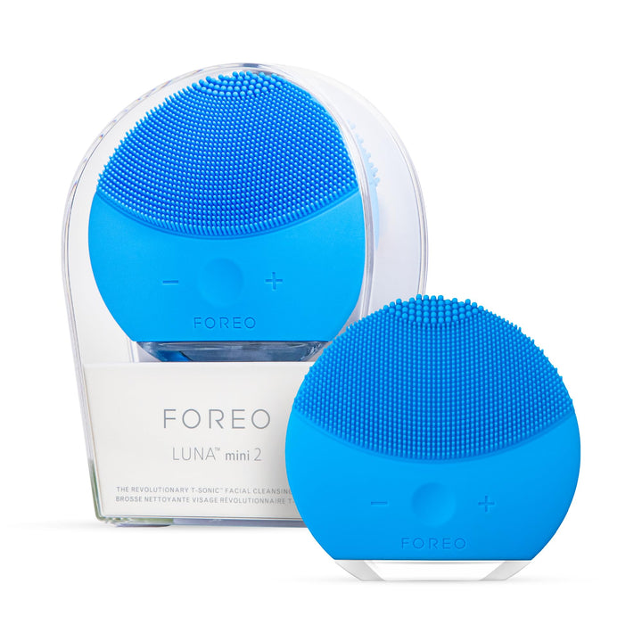 FOREO LUNA mini 2 Silicone Facial Cleansing Brush for Spa Skincare at Home, Aquamarine