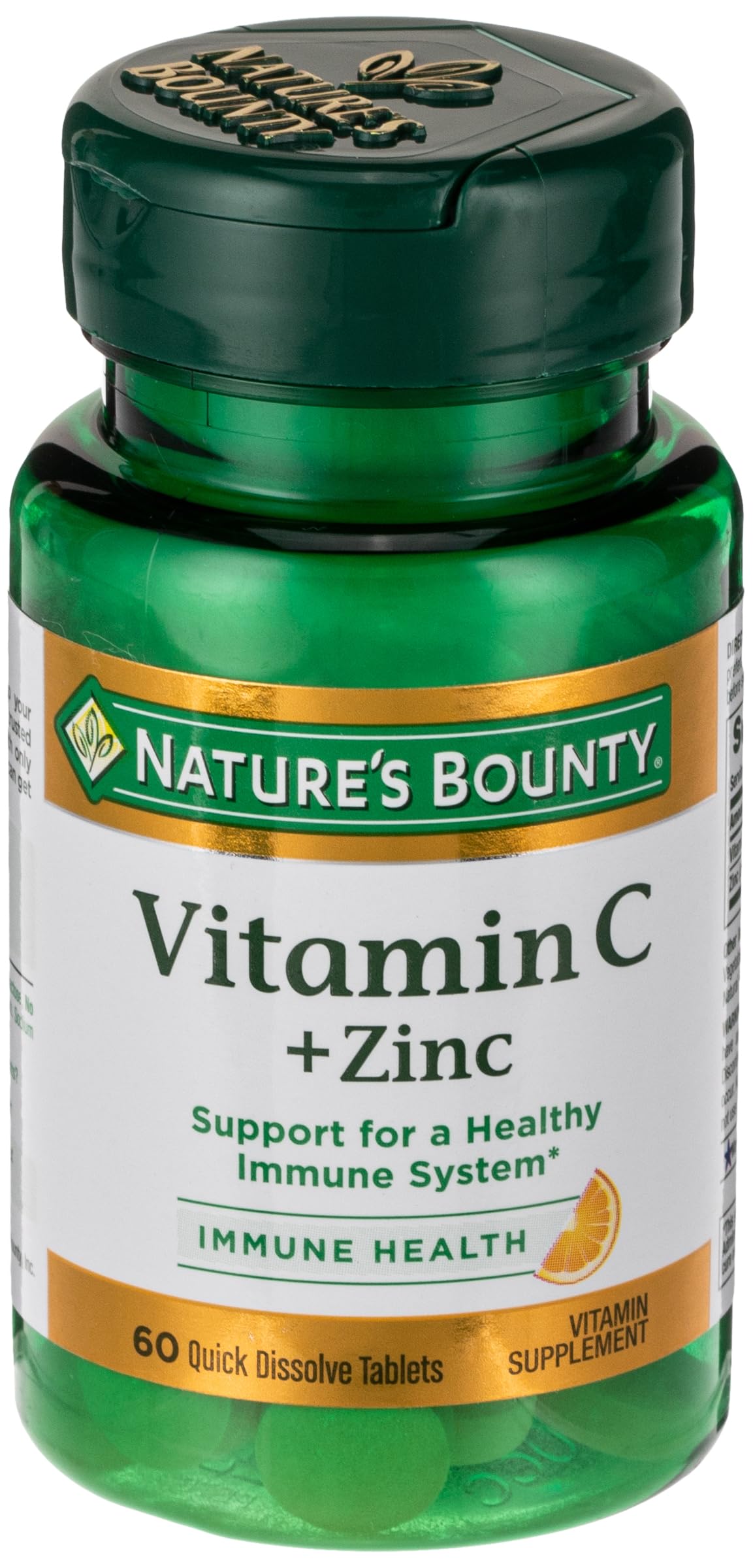 Vitamin C + Zinc by Nature's Bounty, Vitamin Supplement, Supports Immune Health, 60 mg, 60 Tablets