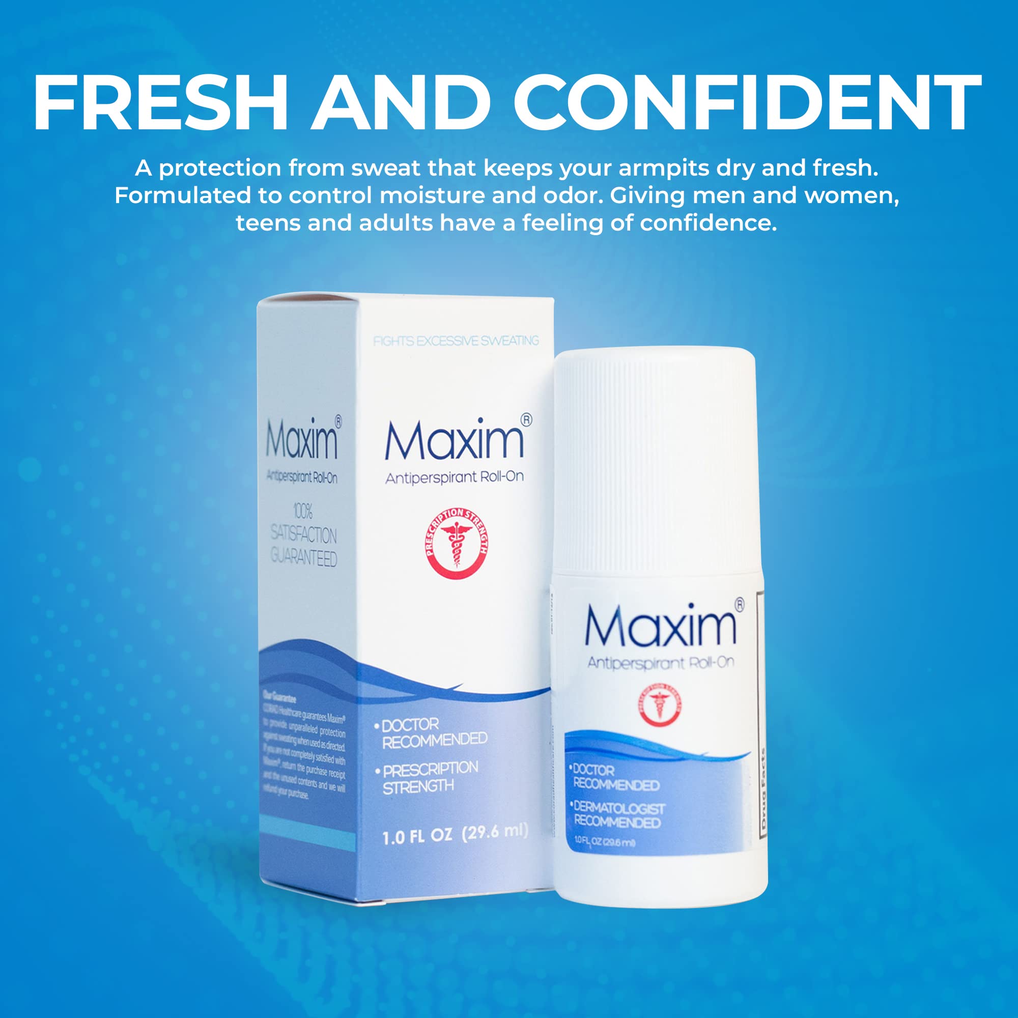 Maxim® Clinical Strength Antiperspirant for Hyperhidrosis Excessive Sweating – Stops Sweat Up to 48 Hours Per Use – Antiperspirant for Men and Women Certain to Keep you Dri