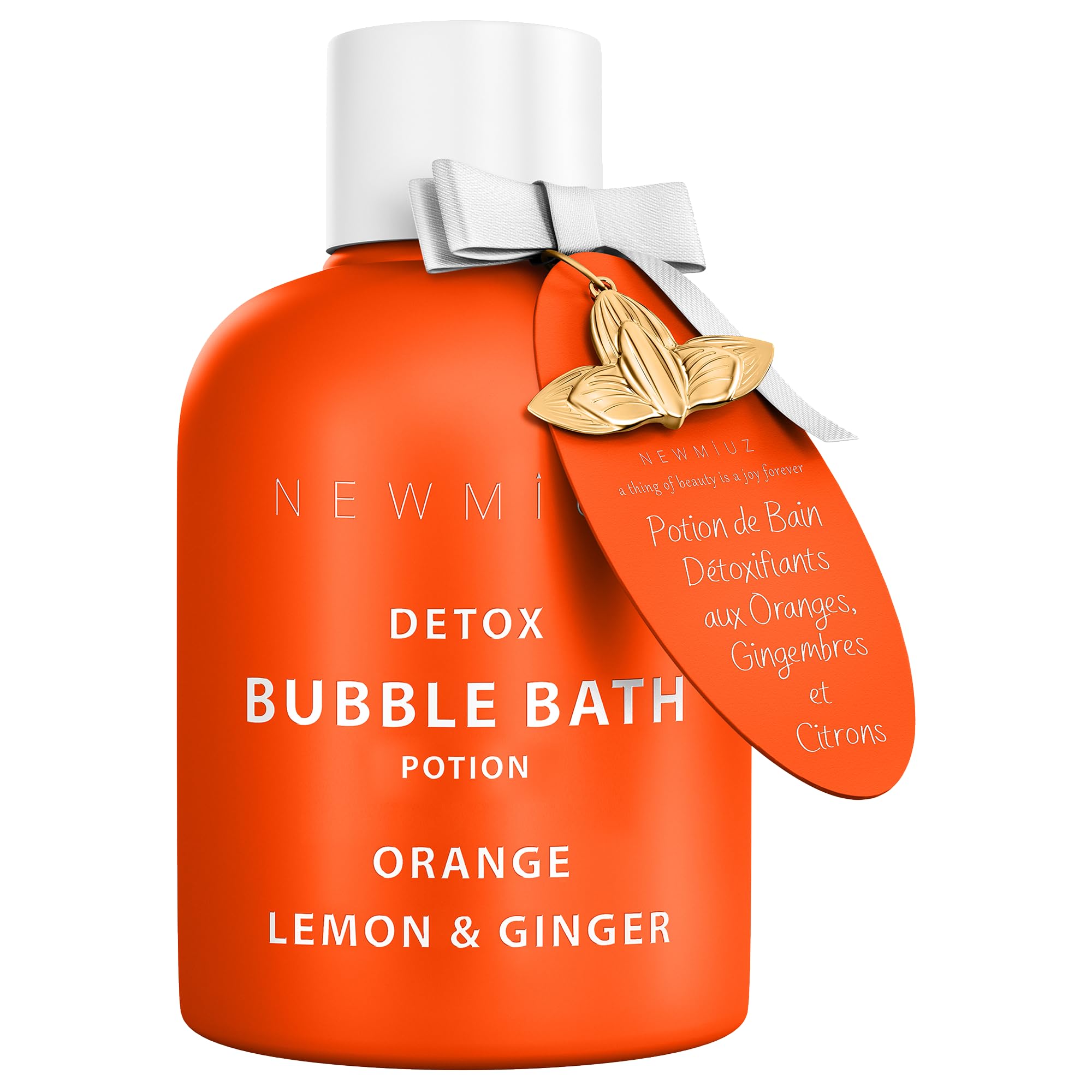Natural Detox Citrus Bubble Bath Long Lasting Foaming Soak with Orange Ginger Lemon Essential Oils for Relaxation Hydration Stress Relief Spa Gift