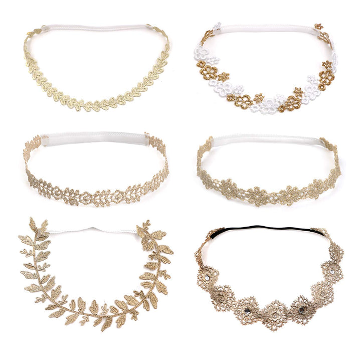 Zapire 6pcs Lace Floral Headbands for Baby Girl Elastic Flower Bows Hair Bands Beautiful Kid Girl Hairbands Hair Accessories