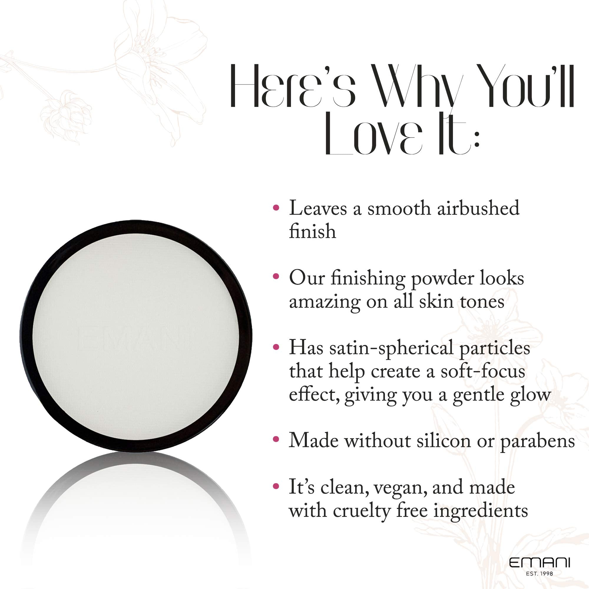 Emani Natural, Vegan Bye Bye Shine Invisible Matte Finishing Powder 0.42oz