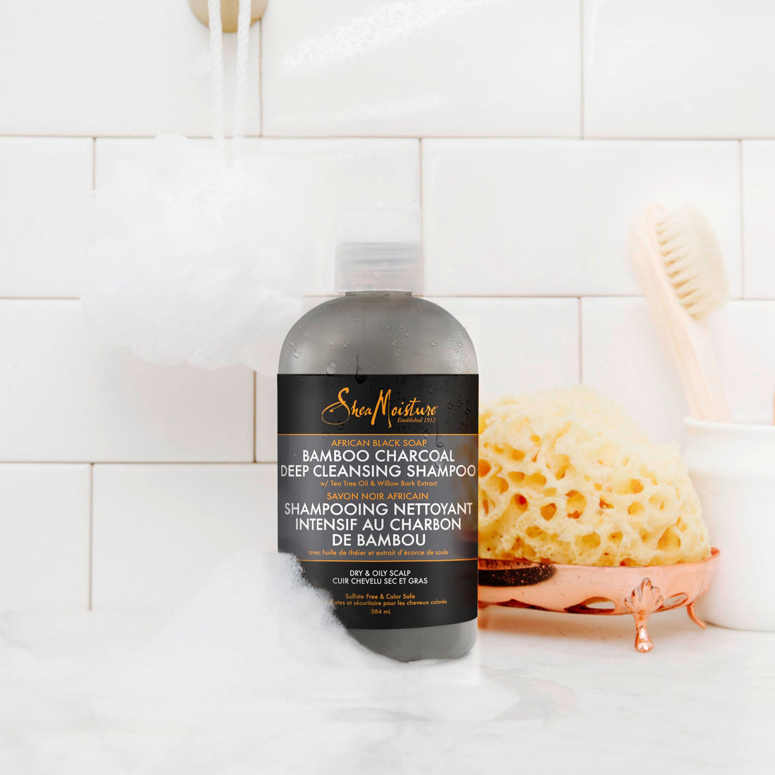 Shea Moisture African Black Soap Bamboo Charcoal Deep Cleansing Shampoo 13 OZ./384 mL(Packaging may vary)