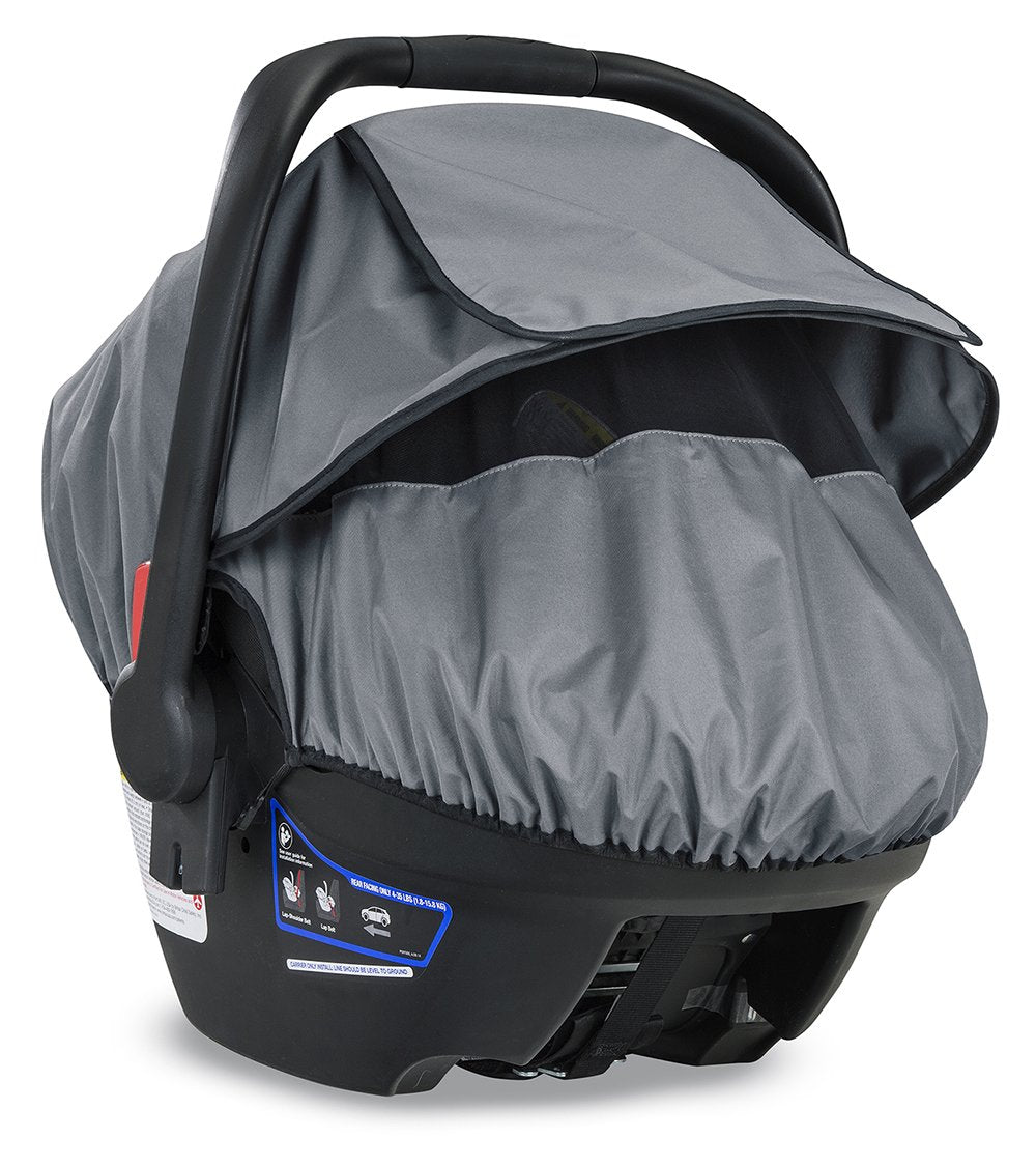 Britax B-Covered All-Weather Infant Car Seat Cover - UPF 50 - Waterproof - Ventilated Mesh Window for Insect Protection , 16x17x25 Inch (Pack of 1)