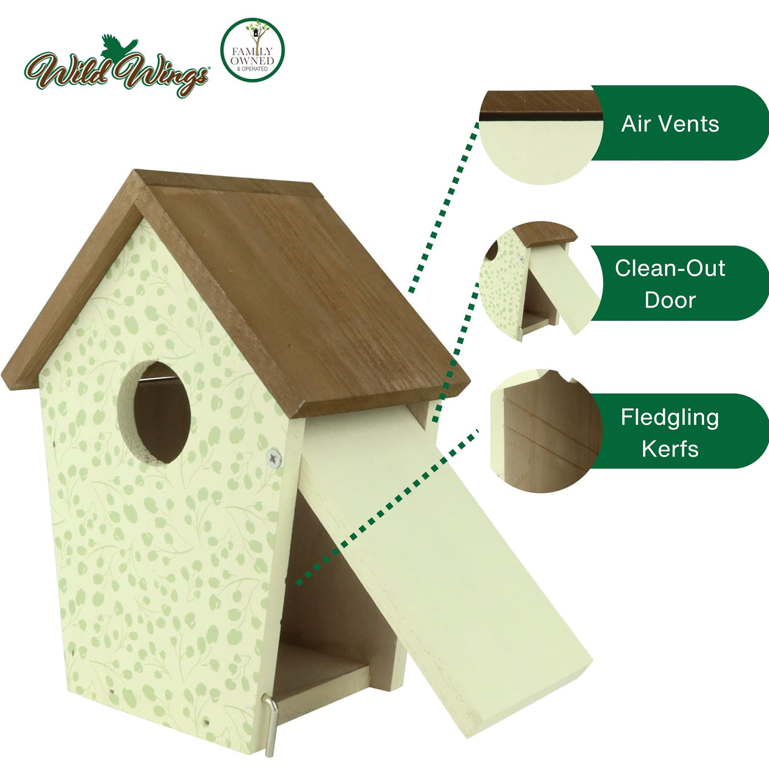 Wild Wings Decorative Bluebird House Spring Ivy, White