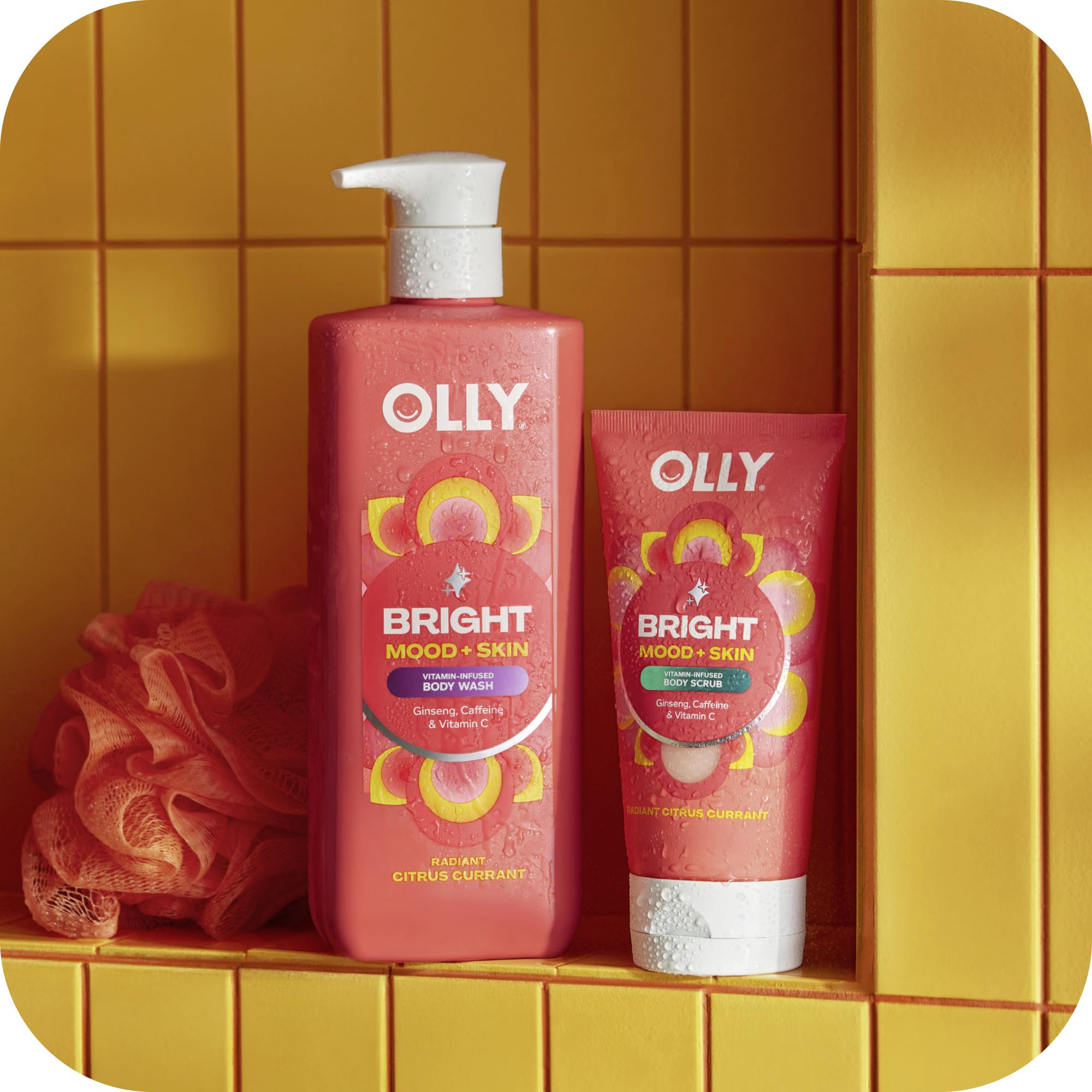OLLY Bright Body Wash with Ginseng, Caffeine & Vitamin C– Nourishing Cleanser for Skin Barrier Repair, Deep Hydration, Citrus Currant Scent, 17 oz