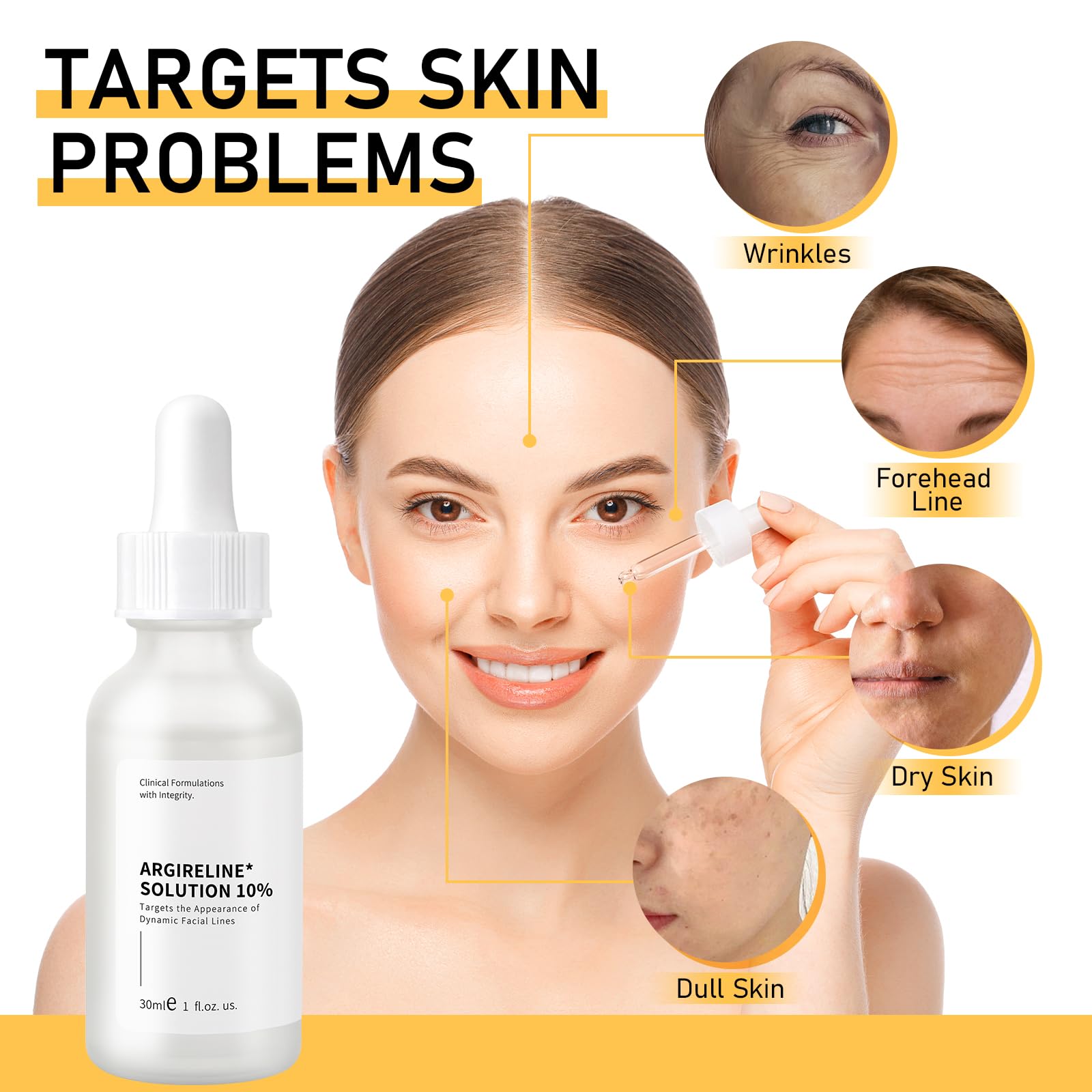 Argireline Serum For Oily Skin, Advanced Anti-Wrinkle Facial Serum For Women, 30 ML/ 1 PCS Moisturizing Argireline 10% Solution For Face, Argireline Peptide.