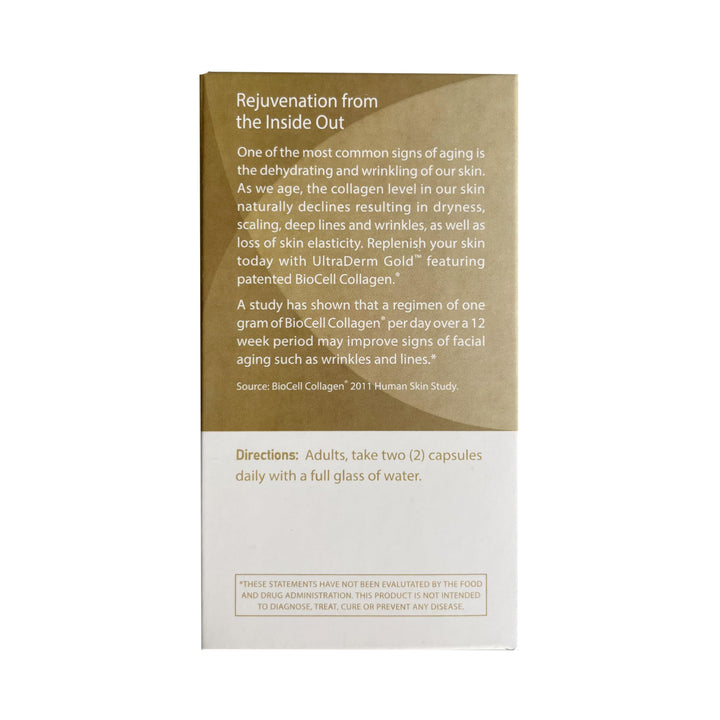 Ageless UltraDERM Gold - Natural Collagen Booster with BioCell Collagen - 60 Count