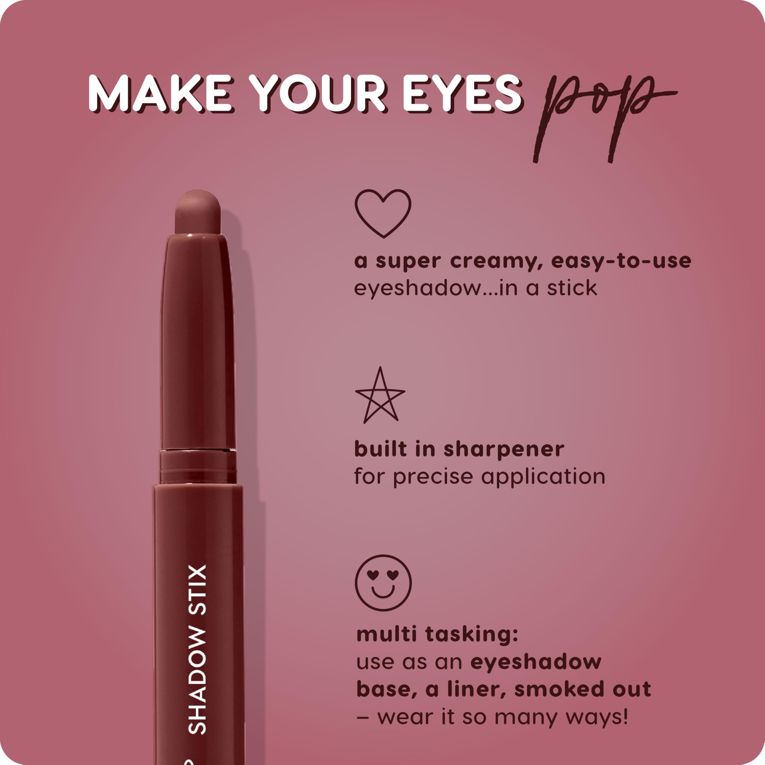 ColourPop Shadow Stix - Cream Eyeshadow Stick with Long-Lasting Color - Multi-Use Cream Makeup with a Built-In Sharpener & Precise Tip for Easy Application - Plum Tart (0.05 oz)