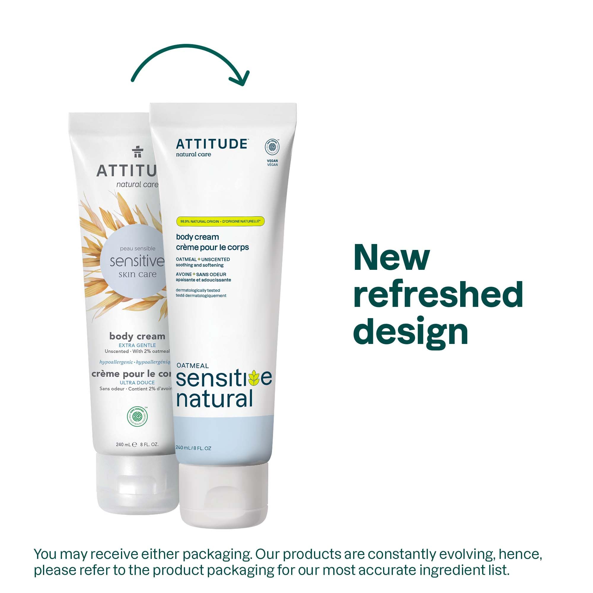 ATTITUDE Unscented Body Cream for Dry & Sensitive Skin, EWG Verified, Dermatologist-tested & Hypoallergenic, Vegan & Cruelty-free Body Moisturizer, Fragrance Free, 8.1 Fl. Oz.