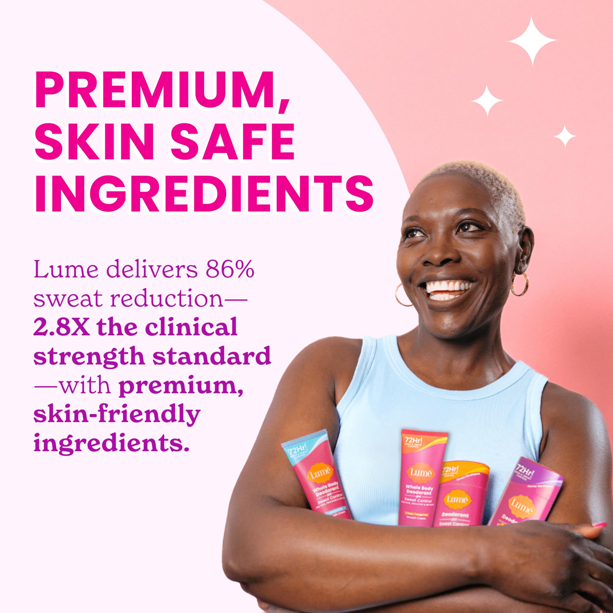 Lume Deodorant Plus Sweat Control - Smooth Solid Stick - Extra Strength Antiperspirant - 72 Hour Odor And Sweat Control - Baking Soda Free, Skin Loving - 2.6 ounce (Lavender Sage) Pack of 2