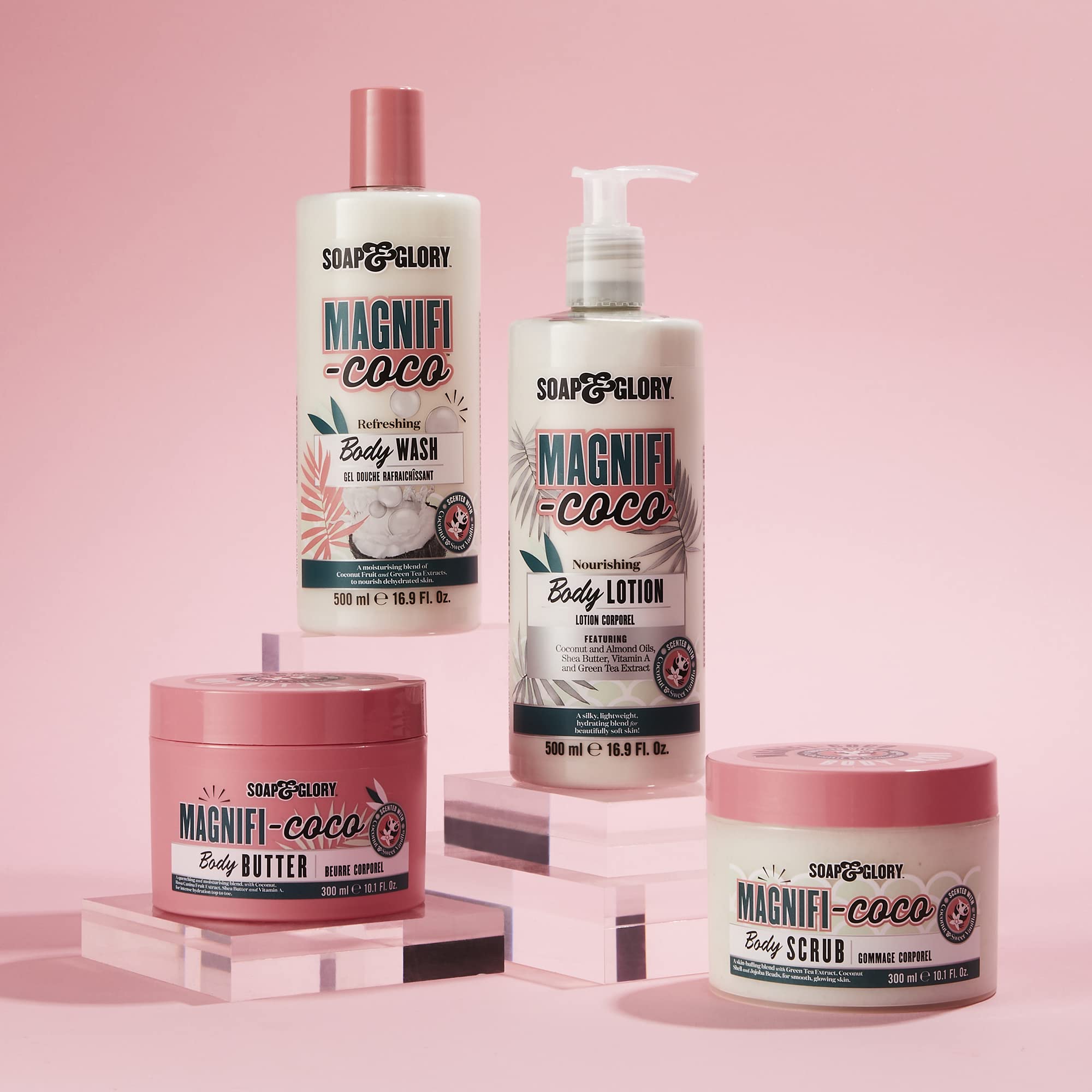 Soap & Glory Magnificoco Buff and Ready Coconut Body Scrub - Smoothing & Buffing Body Scrub - Coconut Scented Body Polish - Brightening Body Scrub with Green Tea Extract (300ml)