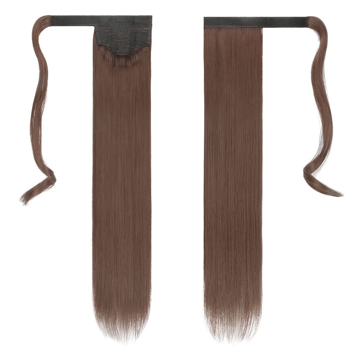 FESHFEN Straight Ponytail Extensions 28 Inch Long Wrap Around Synthetic Hair Piece Clip in Ponytail Hair Extensions Hairpiece for Women Girls 150g