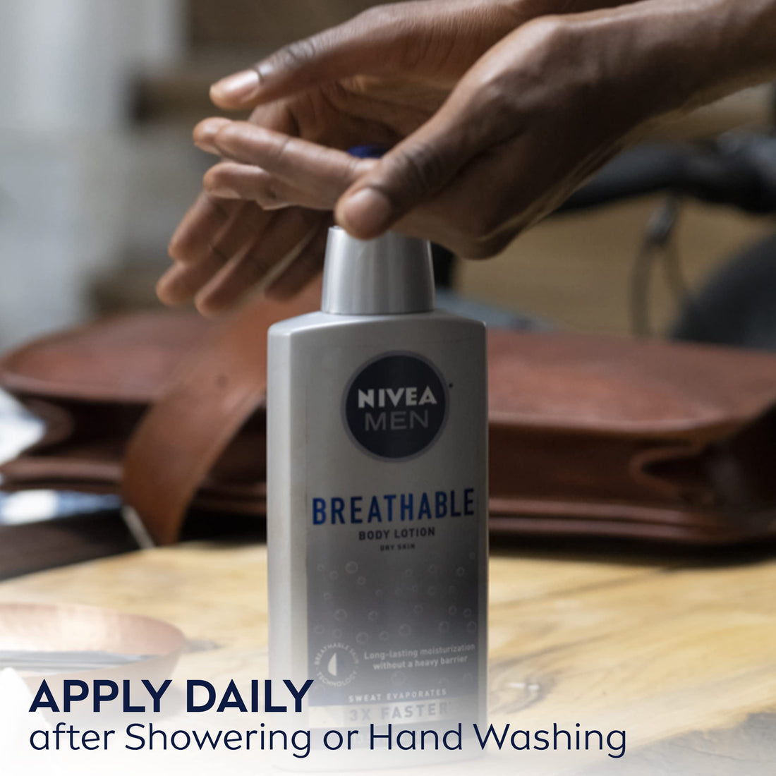 NIVEA MEN Breathable Body Lotion, 48 Hour Hydrating Lotion for Men, 13.5 Fl Oz Bottle