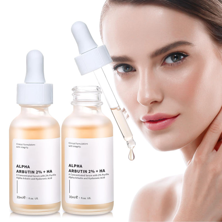 Alpha Arbutin 2% + Hyaluronic Acid Serum for Face, 2PCS Alpha Arbutin Serum for Acne, Fine Lines and Wrinkle for Women & Men