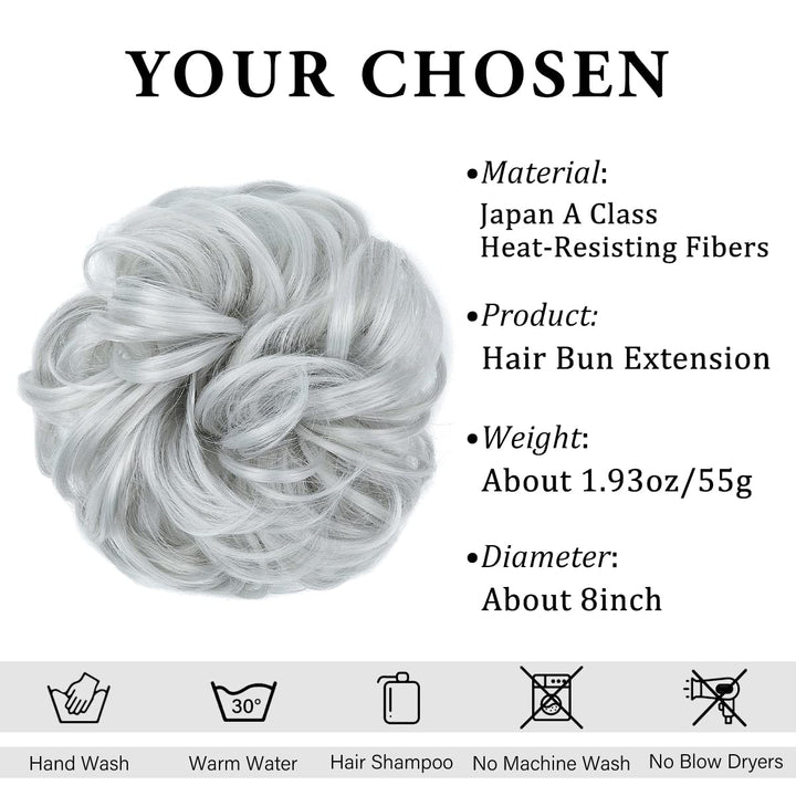 CJL HAIR Large Messy Bun Hair Piece Wavy Curly Scrunchies Synthetic Chignon Ponytail Hair Extensions Thick Updo Hairpieces for Women