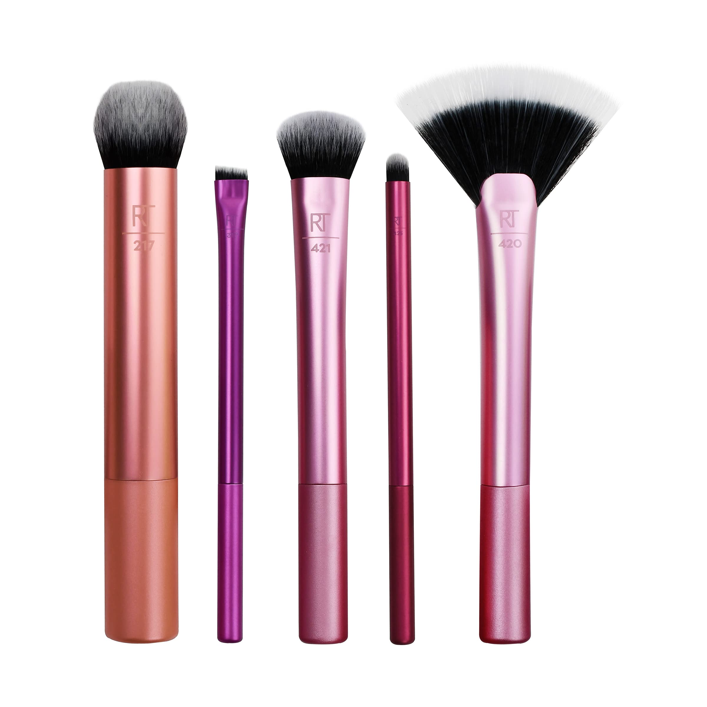 Real Techniques Artist Essential Makeup Brush Set, Includes Eye Liner Brush and Foundation Brush, Set of 5 - Multicolor