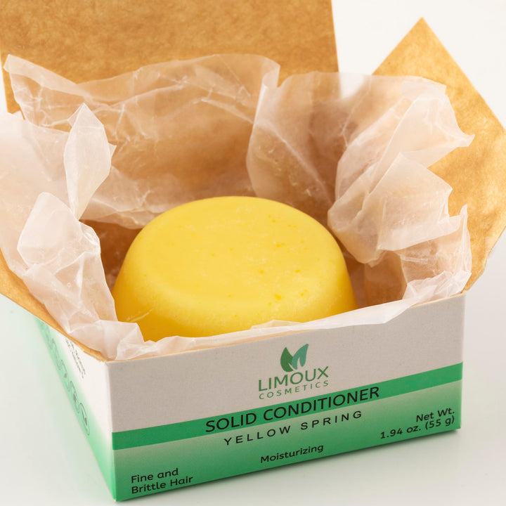 Limoux Cosmetics solid conditioner for fine & brittle hair -For Growth & frizz control- moisturizing, strengthening, softening-Paraben Free, Silicone Free, Cruelty free, Vegan, 50 uses, 1.94oz