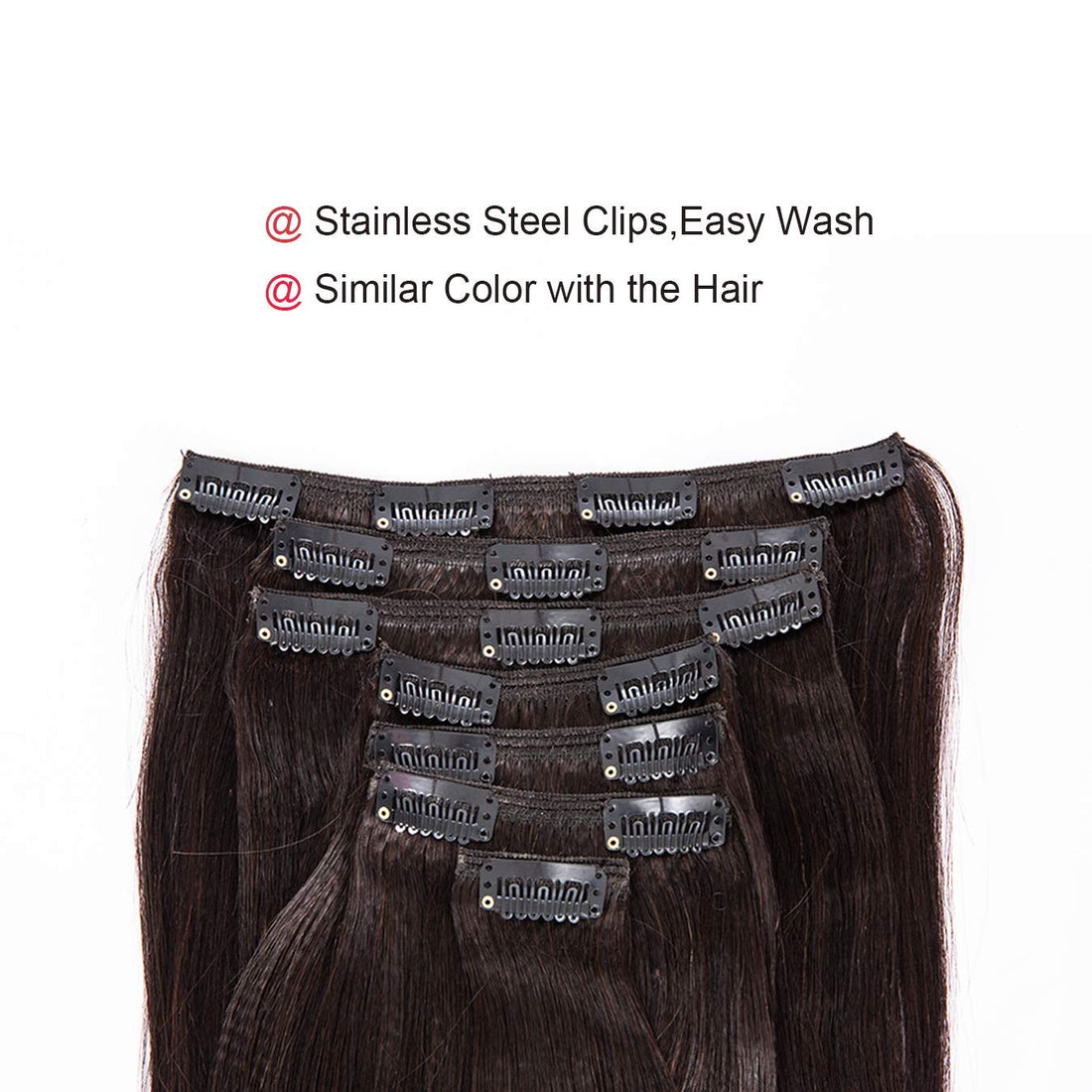 Anrosa Yaki Hair Clip in Yaki Hair Extensions Clip in Human Hair Yaki Hair Clip in Extensions for African American Yaki Straight Clip ins Natural Hair Thick Volume Natural Black 1B 18 inch 120 Gram