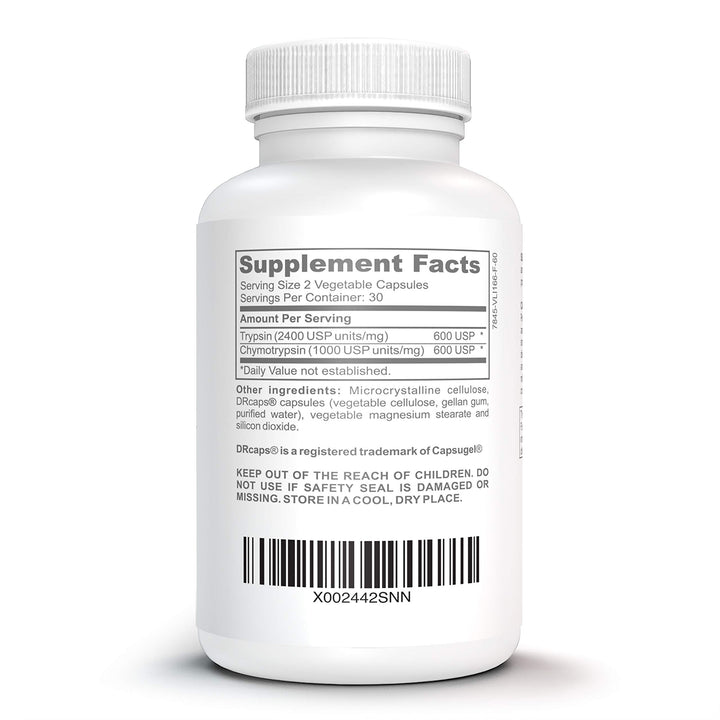 Bruizex Proteolytic Enzymes| Trypsin & Chymotrypsin Recovery Supplement for Tissue Trauma, Bruising, Swelling | Immune System Support | 60 Caps