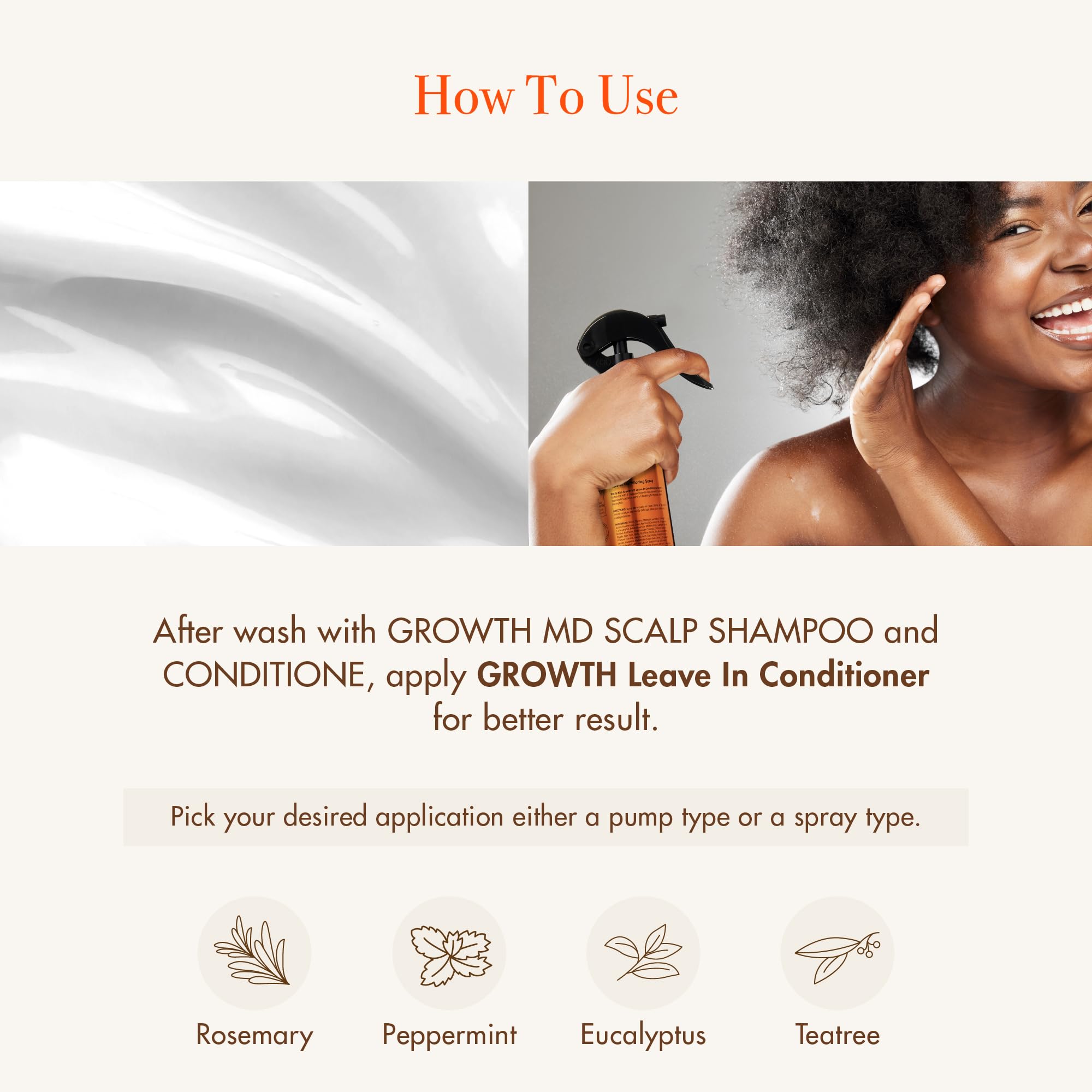 Red by Kiss Growth MD Leave-In Conditioning Spray, Lightweight Detangle Moisturize & Strengthen, 5X Menthol Biotin, Panthenol & Niacinamide for Thicker Fuller Hair, Vegan Formula & Cruelty Free, 8 oz