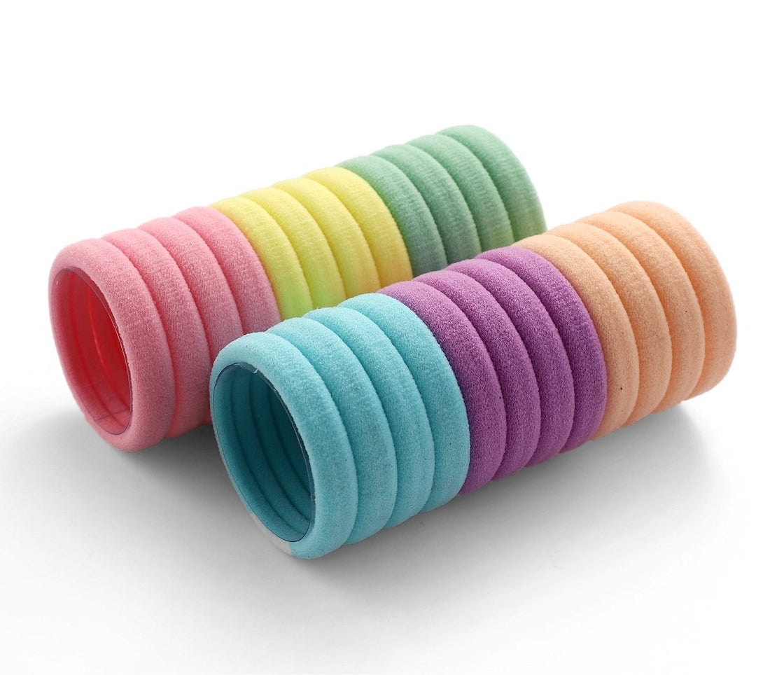 Set Of 24 Multicolor Hair Bands Ties Elastics Ponytail holders No Crease Thick Seamless Cotton Stretch Hair Ties Durable Headband for Women (Multicolor-1)